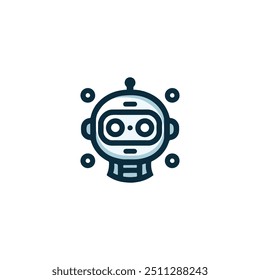 logotipo del bot de chat, logotipo del bot de IA, logotipo de inteligencia artificial del robot, icono del robot, icono del robot asistente inteligente virtual. Cabeza del robot con la burbuja del discurso	