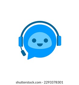 Diseño del logotipo de Chat Bot. Logo del icono del Bot de asistente virtual. Cabeza de robot con auriculares. Servicio de asistencia al cliente Chat Bot. Vector