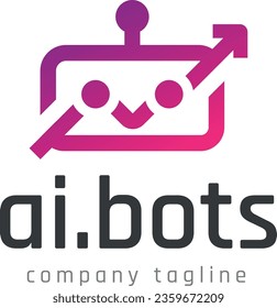 Chat Bot Logo Design Konzept. Virtual smart assistant Bot Symbol. Roboter Kopf mit Sprache Blase. Kundenservice Chat Bot. Vektorgrafik