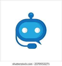 Chat Bot logo design concept. Virtual smart assistant Bot icon. Robot head with speech bubble. Customer support service Chat Bot. Vector illustration