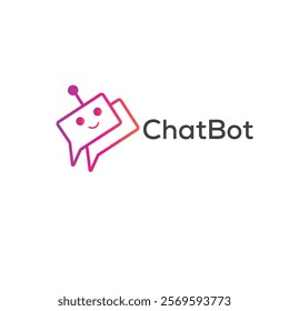 Chat Bot logo design concept. Virtual smart assistant Bot icon. Robot head with speech bubble. Customer support service Chat Bot.