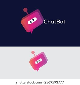Chat Bot logo design concept. Virtual smart assistant Bot icon. Robot head with speech bubble. Customer support service Chat Bot.
