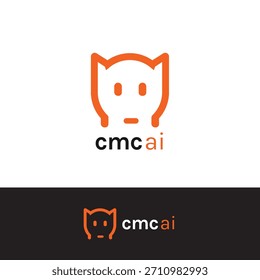 Conceito de design do logotipo do Chat Bot. Ícone do Bot do assistente inteligente virtual. Cabeça de robô com fala