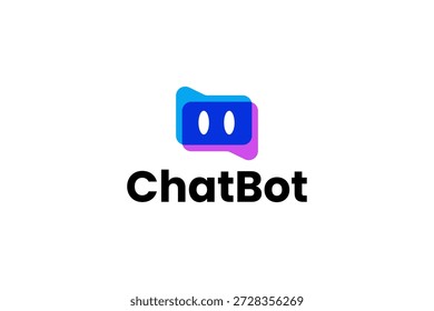 Chat Bot logo design concept. Virtual smart assistant Bot icon. Robot head with speech bubble. Customer support service Chat Bot.