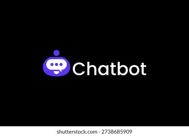 Chat Bot logo design concept. Virtual smart assistant Bot icon. Robot head with speech bubble. Customer support service Chat Bot.
