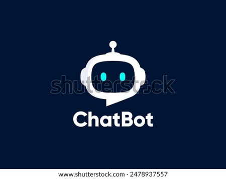 Chat Bot logo design concept. Virtual smart assistant Bot icon. Robot head with speech bubble. Customer support service Chat Bot. Vector illustration