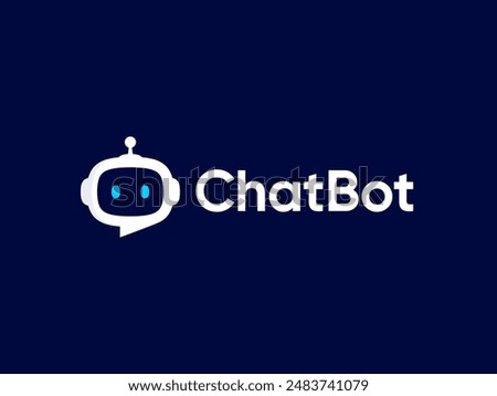 Chat Bot logo design concept. Virtual smart assistant Bot icon. Robot head with speech bubble. Customer support service Chat Bot. Vector illustration