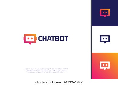 Chat Bot logo design. Robot communication logo.