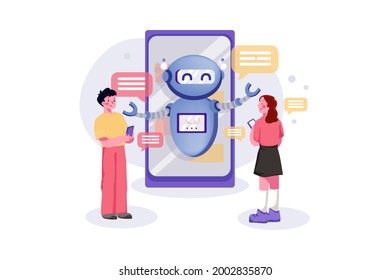 Chat Bot Messenger Illustration concept. Flat illustration isolated on white background.