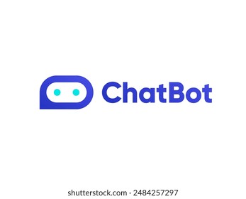 Diseño minimalista del logotipo de Chat Bot. Concepto de identidad empresarial de Inteligencia Artificial. Icono de bot de asistente inteligente virtual. Cabeza del robot con el logotipo minimalista creativo de la burbuja del discurso. Ilustración vectorial