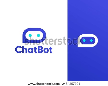 Chat Bot minimalistic logo design. Artificial Intelligence business identity concept. Virtual smart assistant Bot icon. Robot head with speech bubble creative minimalistic logo. Vector illustration