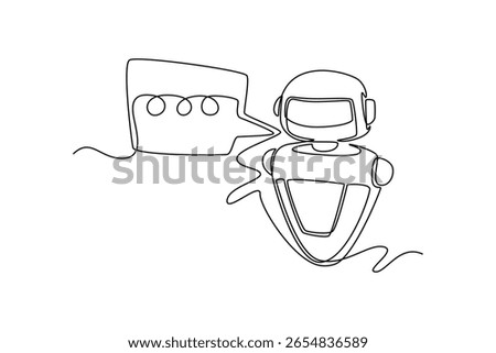 chat bot in modern business communication. AI chat concept. Single line draw design. Vector graphic illustration