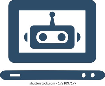 Robo de chat en la pantalla del portátil. Signo de servicio al cliente. Diseño de icono plano para el concepto de negocios y tecnología.