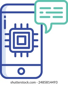 Chat bot outline color vector illustration