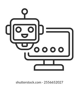 Chat bot outline icon, editable vector illustration and transparent graphic element. Isolated on white background