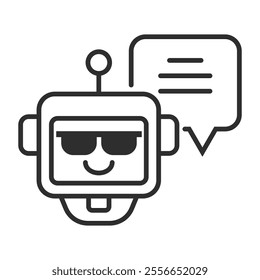 Chat bot outline icon, editable vector illustration and transparent graphic element. Isolated on white background