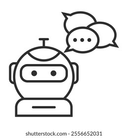 Chat bot outline icon, editable vector illustration and transparent graphic element. Isolated on white background