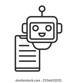 Chat bot outline icon, editable vector illustration and transparent graphic element. Isolated on white background