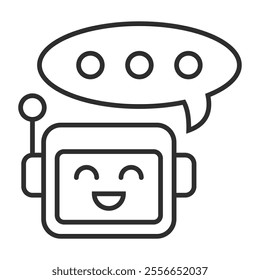 Chat bot outline icon, editable vector illustration and transparent graphic element. Isolated on white background