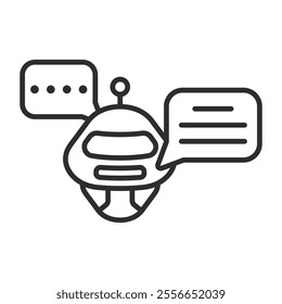 Chat bot outline icon, editable vector illustration and transparent graphic element. Isolated on white background