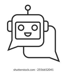 Chat bot outline icon, editable vector illustration and transparent graphic element. Isolated on white background