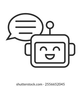 Chat bot outline icon, editable vector illustration and transparent graphic element. Isolated on white background