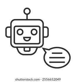 Chat bot outline icon, editable vector illustration and transparent graphic element. Isolated on white background