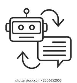 Chat bot outline icon, editable vector illustration and transparent graphic element. Isolated on white background