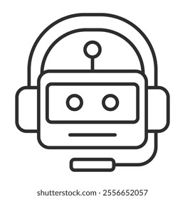 Chat bot outline icon, editable vector illustration and transparent graphic element. Isolated on white background