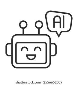 Chat bot outline icon, editable vector illustration and transparent graphic element. Isolated on white background