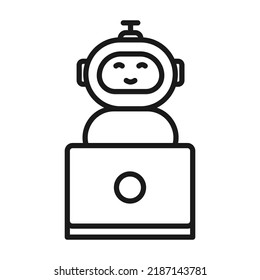 Chat Bot outline icon. Robot, Virtual assistant Bot vector illustration 