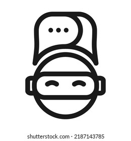 Chat Bot outline icon. Robot, Virtual assistant Bot vector illustration 
