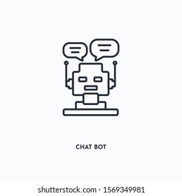 Chat Bot Outline Icon. Simple Linear Element Illustration. Isolated Line Chat Bot Icon On White Background. Thin Stroke Sign Can Be Used For Web, Mobile And UI.