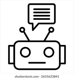 Ilustración vectorial de icono de contorno de bot de chat