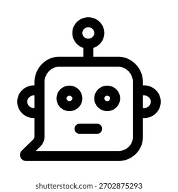 Chat Bot Professional Line Icon. Modern minimal vector illustration representing AI messaging, digital communication, and automated chat assistant.

