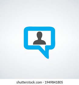 Chat bot, Profile Icon Male Avatar Man, Silhouette Face with Chat Bubble