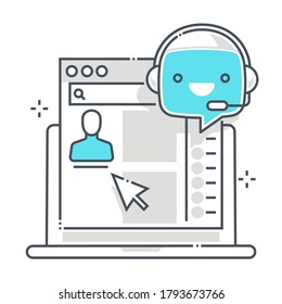 Chat bot related, color line, vector icon, illustration set. The set is about machine learning, artificial Intelligence, commerce, Robotics. The composition is infinitely scalable.