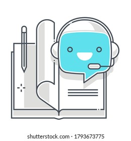 Chat bot related, color line, vector icon, illustration set. The set is about machine learning, artificial Intelligence, commerce, Robotics. The composition is infinitely scalable.