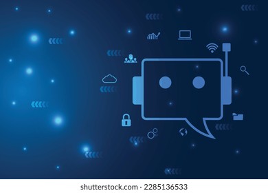 Chat bot Robot, Chatbot assistant application. AI concept, Online Chatting Communication, Business Internet Technology Concept.