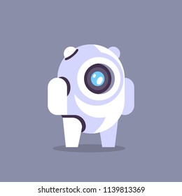 Chat bot robot icon artificial intelligence concept chatbot technology gray background flat vector illustration
