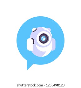Chat bot robot icon speech bubble concept chatbot technology isolated flat
