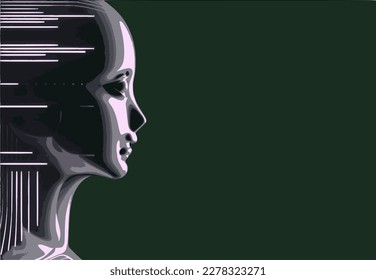 Chat Bot or Robot illustration. Artificial Intelligence copy writing chat bot. Dynamic Neon Background with Stripes. Vector Banner with Gradient. Technology Pattern.