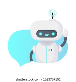 Chat bot robot isolated on white. Customer support service. Online consultation. Virtual online help customer support. Flat vector illustration.