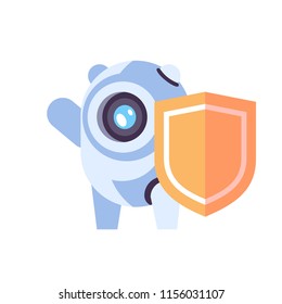 Chat bot robot shield protection concept artificial intelligence privacy database chatbot technology isolated flat vector illustration