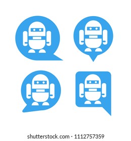 chat bot, robot in speech bubble icons