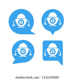 chat bot, robot in speech bubble icons