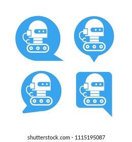 chat bot, robot in speech bubble icons