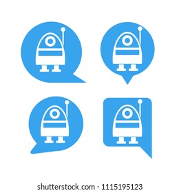 chat bot, robot in speech bubble icons