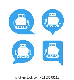 chat bot, robot in speech bubble icons