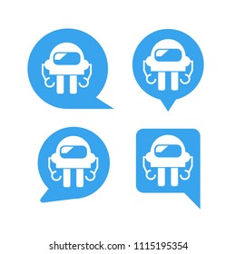 chat bot, robot in speech bubble icons